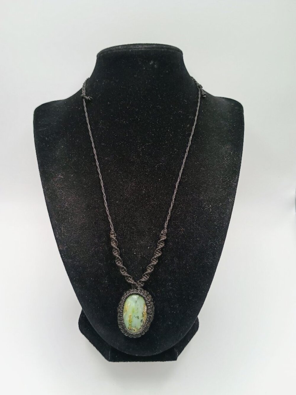 Turquoise Necklace with Natural Stone and Macrame Thread